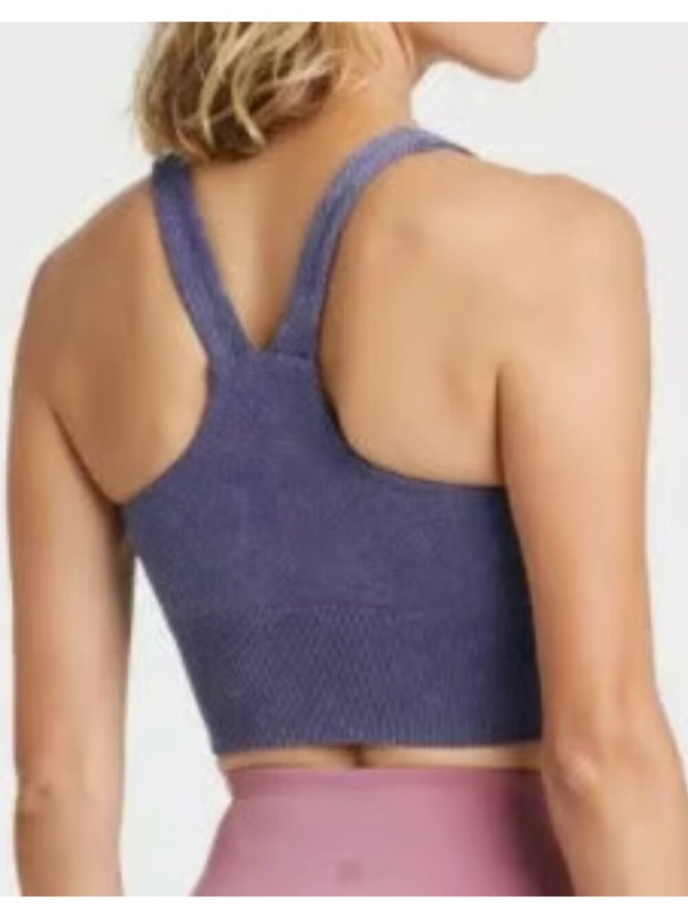 All In Motion Purple Ribbed V-neck Longline Seamless Sports Bra - Sz XL - Picture 2 of 7